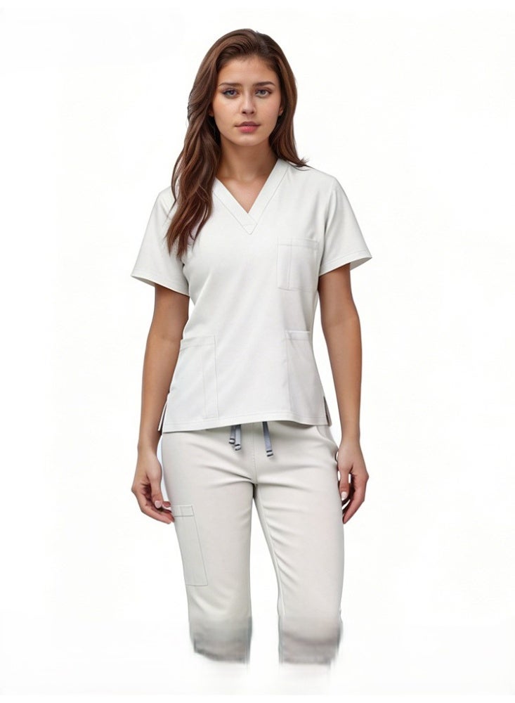 Women's Elastic Doctor Nurse Surgical Gown Work Clothes - Image 1